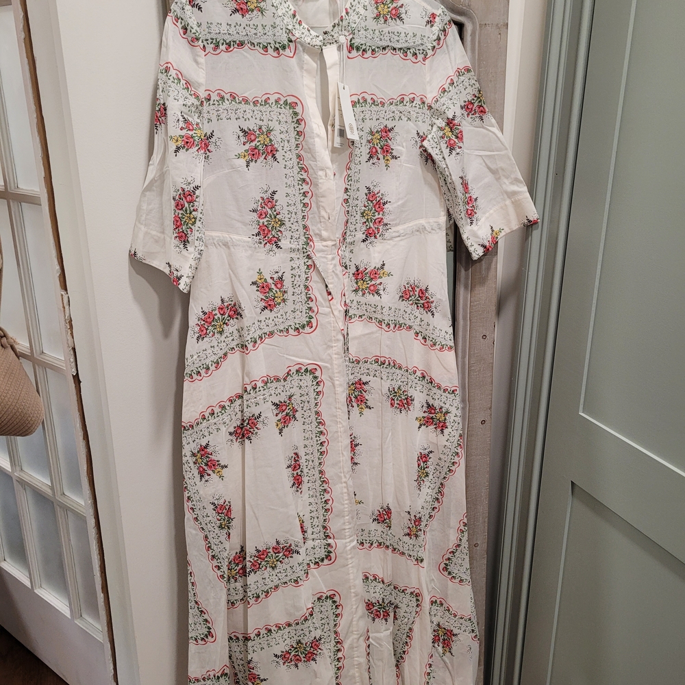 Tory Burch White Floral Long Sleeve Dress